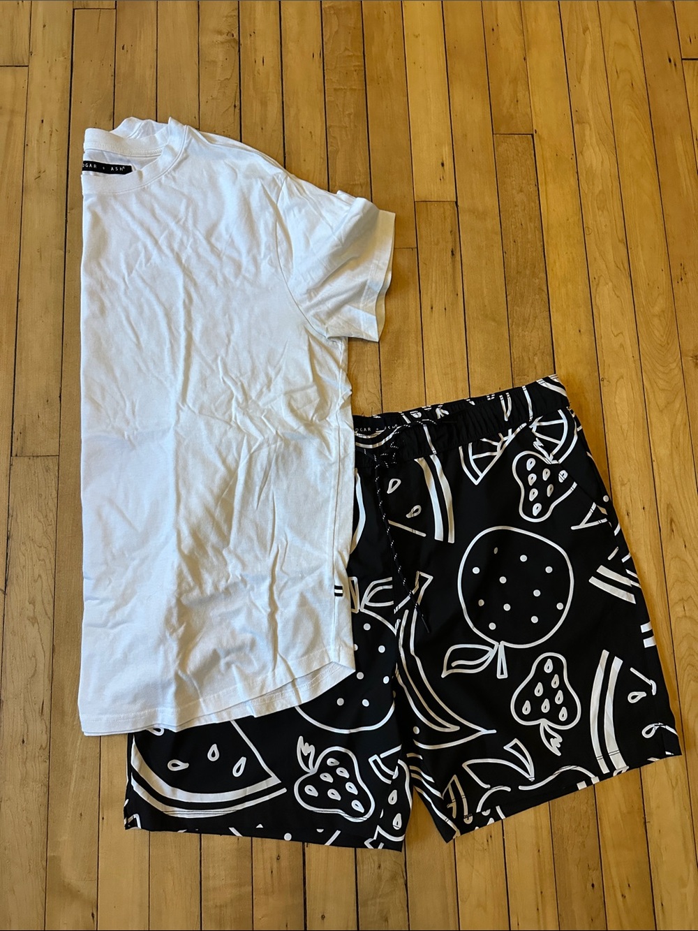 Men's Black Fruit-Print Swim Shorts and shirt set Edgar + Ash